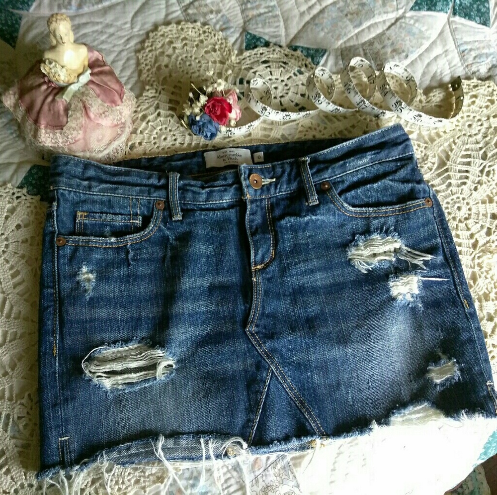Abercrombie Distressed Demin Jean Mini Skirt